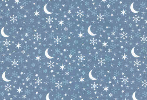 Westfalenstoff Druckstoff  Mond und Sterne blau