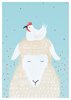 Postkarte Schaf mit Huhn