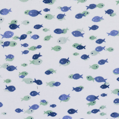 Jerseystoff Kleine Fische Blau/Grün